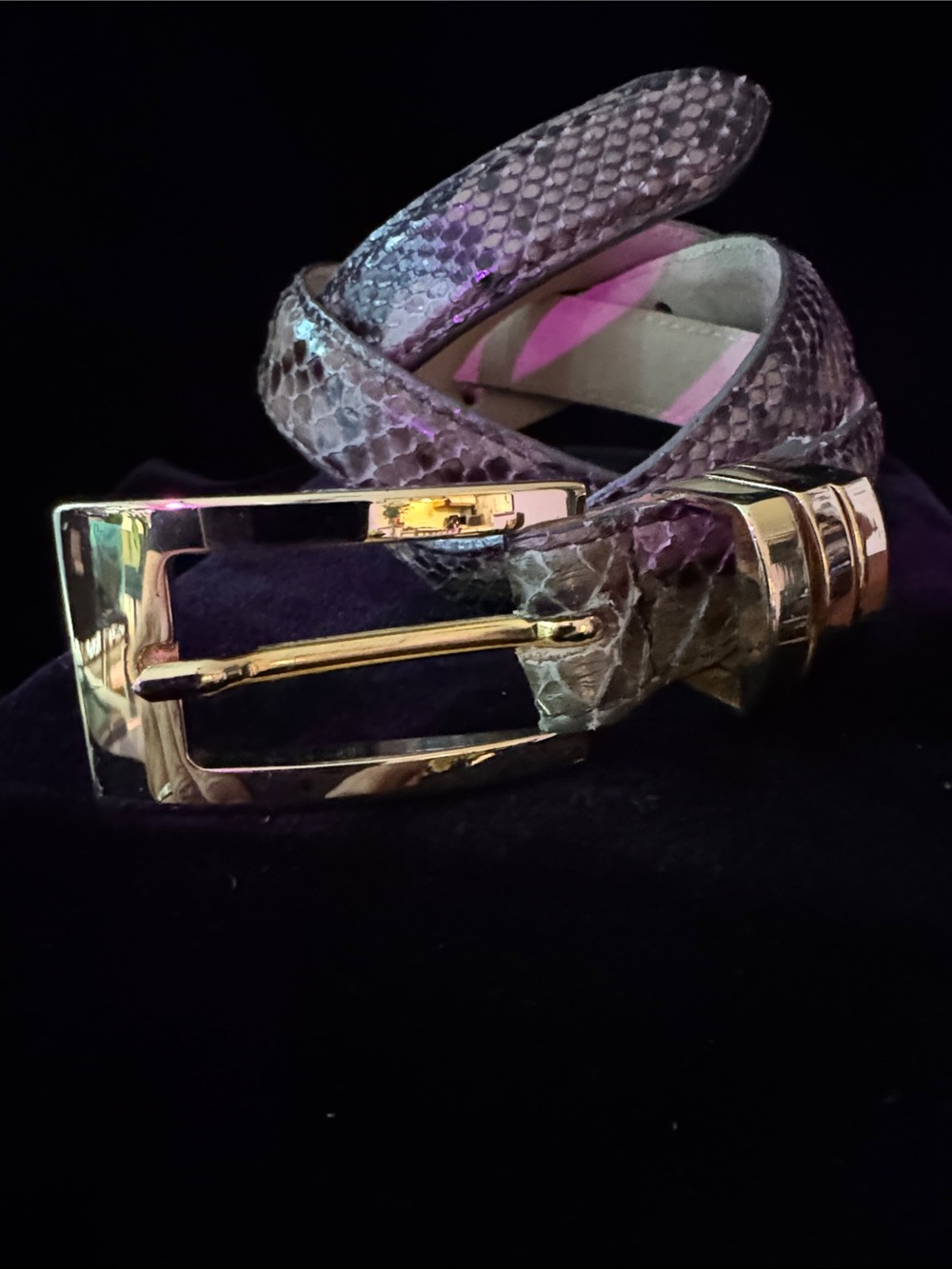 CARLISLE Leather & Python Patterned Belt